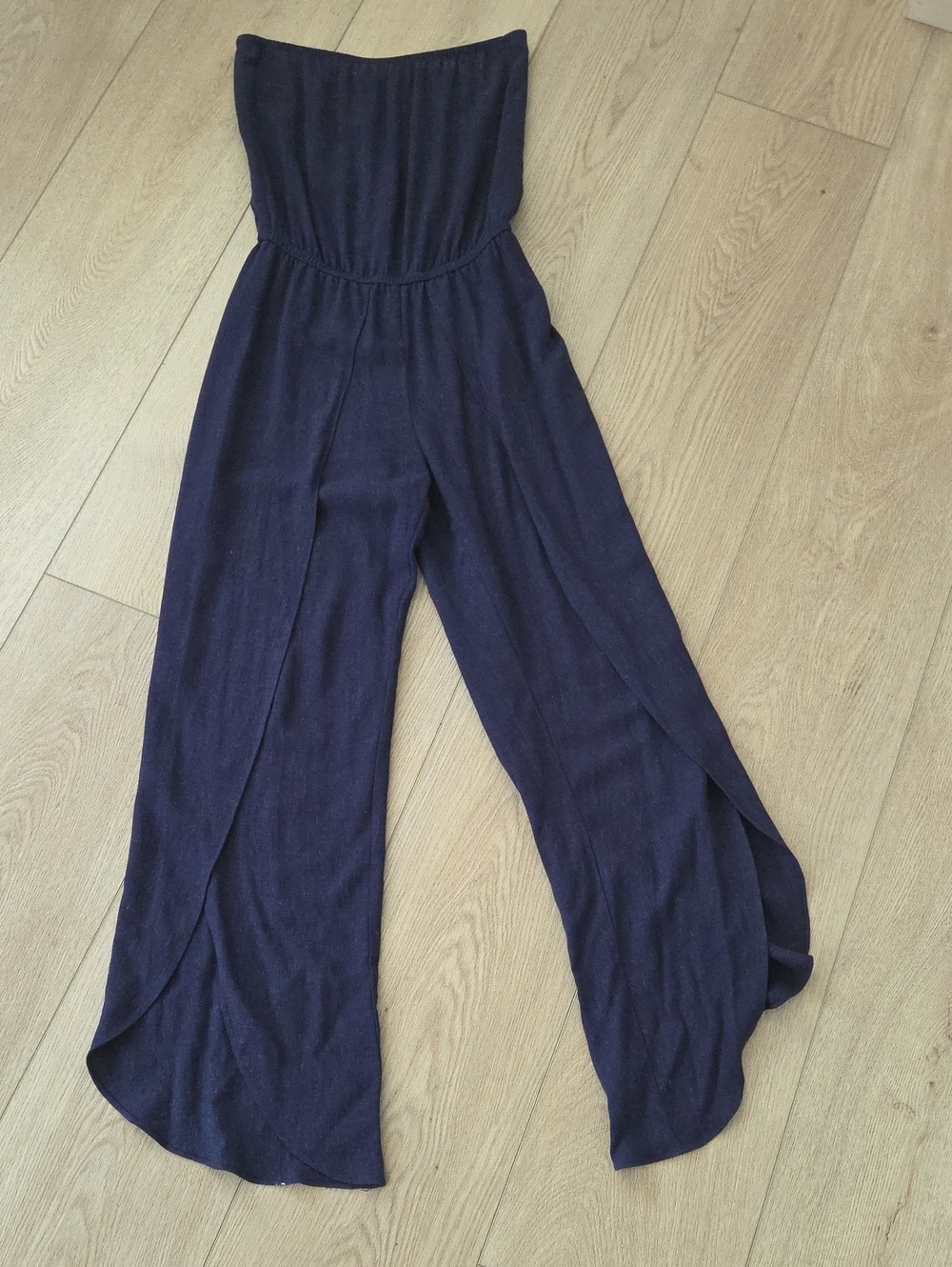 Strapless Wide-Leg Jumpsuit in Navy